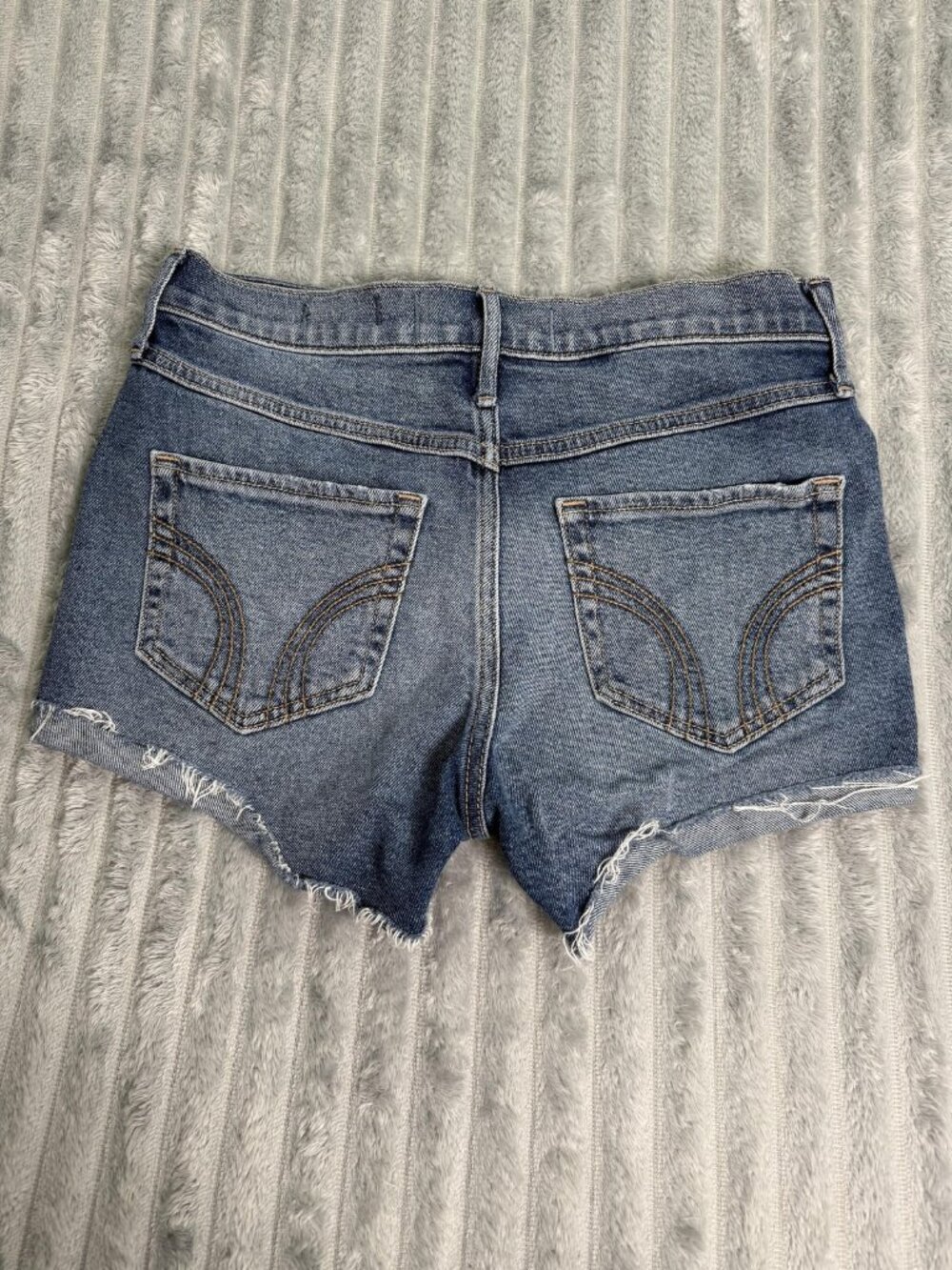 Hollister High Rise Short-Short Stretch Denim Jean Shorts Juniors 5 Blue Cutoff - Picture 11 of 11